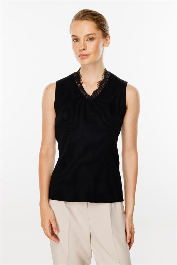 Dantelli Triko Atlet (24KSL8925)-SİYAH