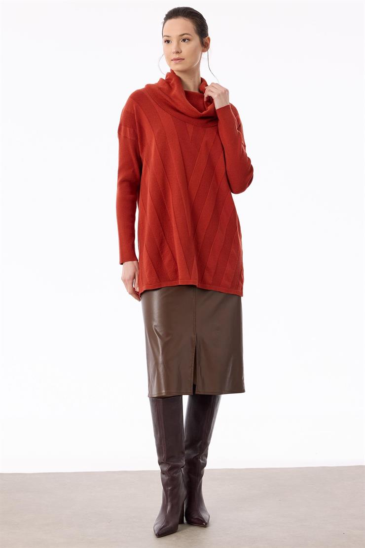 Degaje Yaka Triko Tunik KREMİT