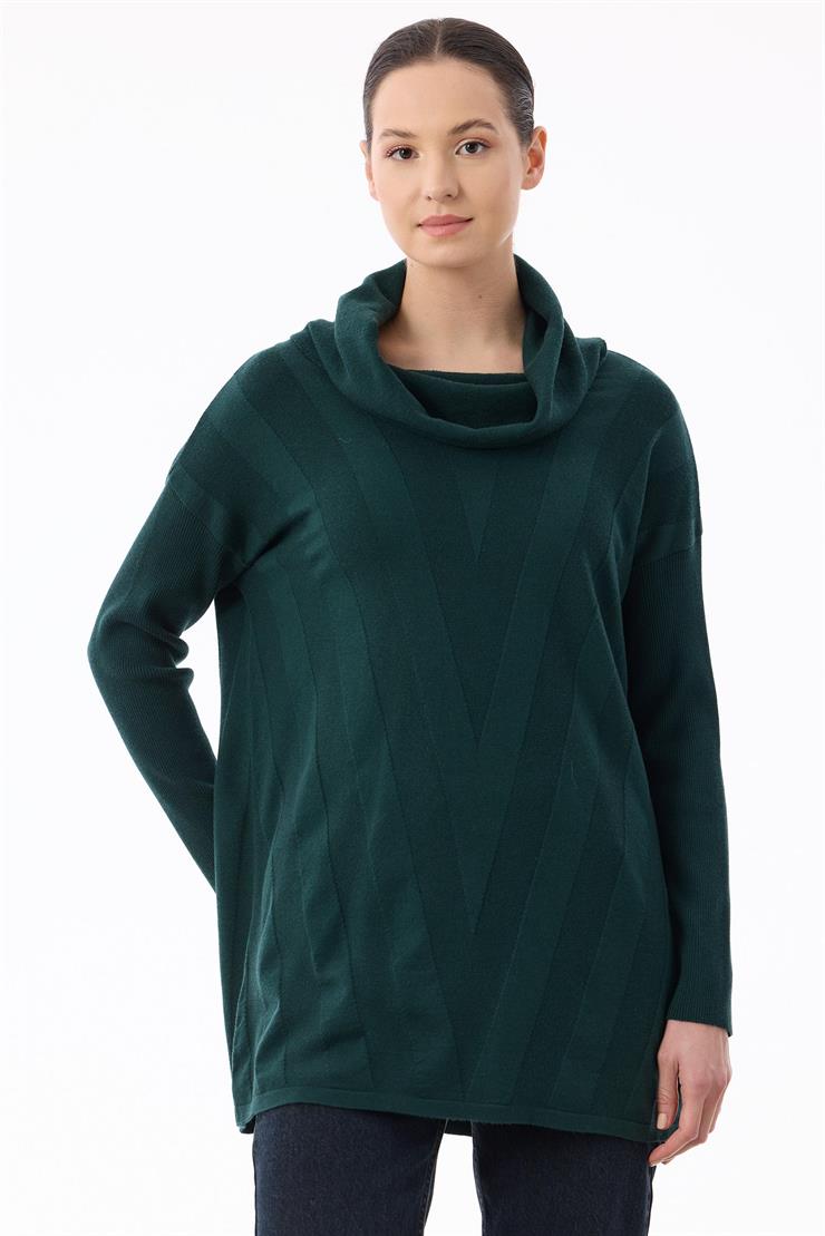 Degaje Yaka Triko Tunik NEFTİ