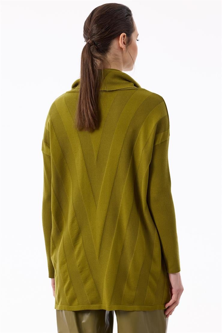 Degaje Yaka Triko Tunik OLİVE