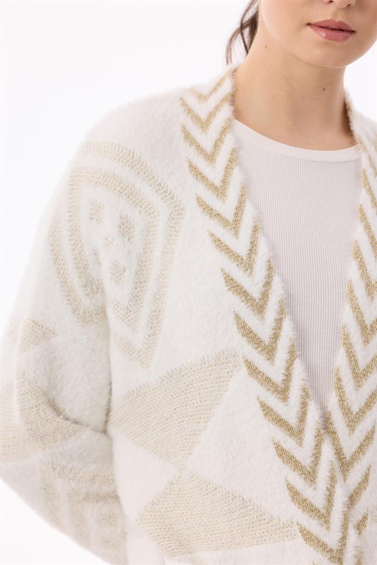 Desen Detaylı Hırka EKRU-GOLD