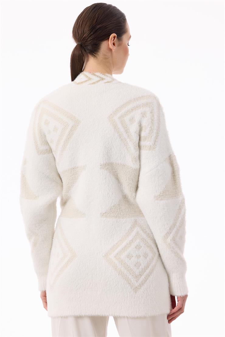 Desen Detaylı Hırka EKRU-GOLD