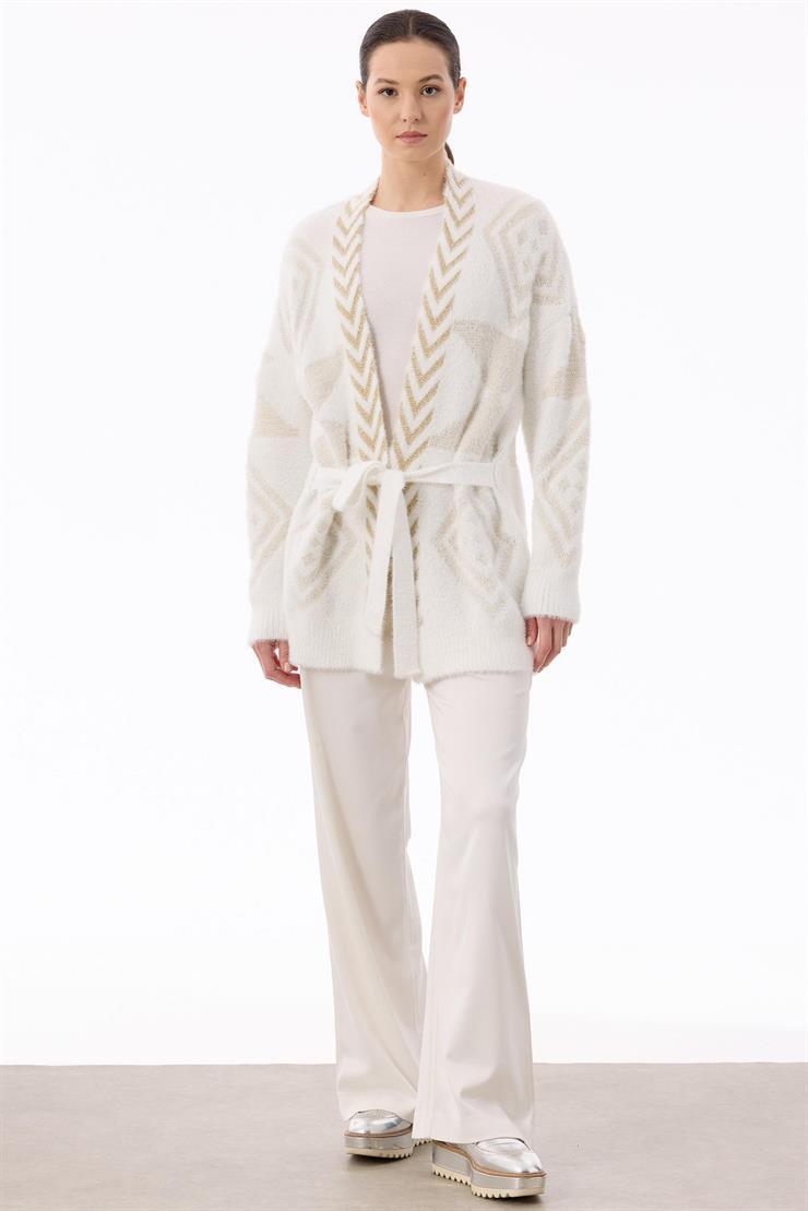 Desen Detaylı Hırka EKRU-GOLD