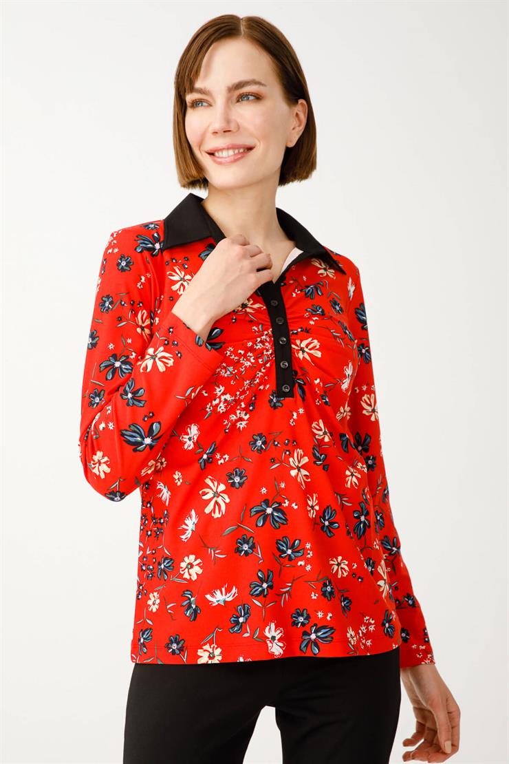 Desenli Bluz-Kırmızı