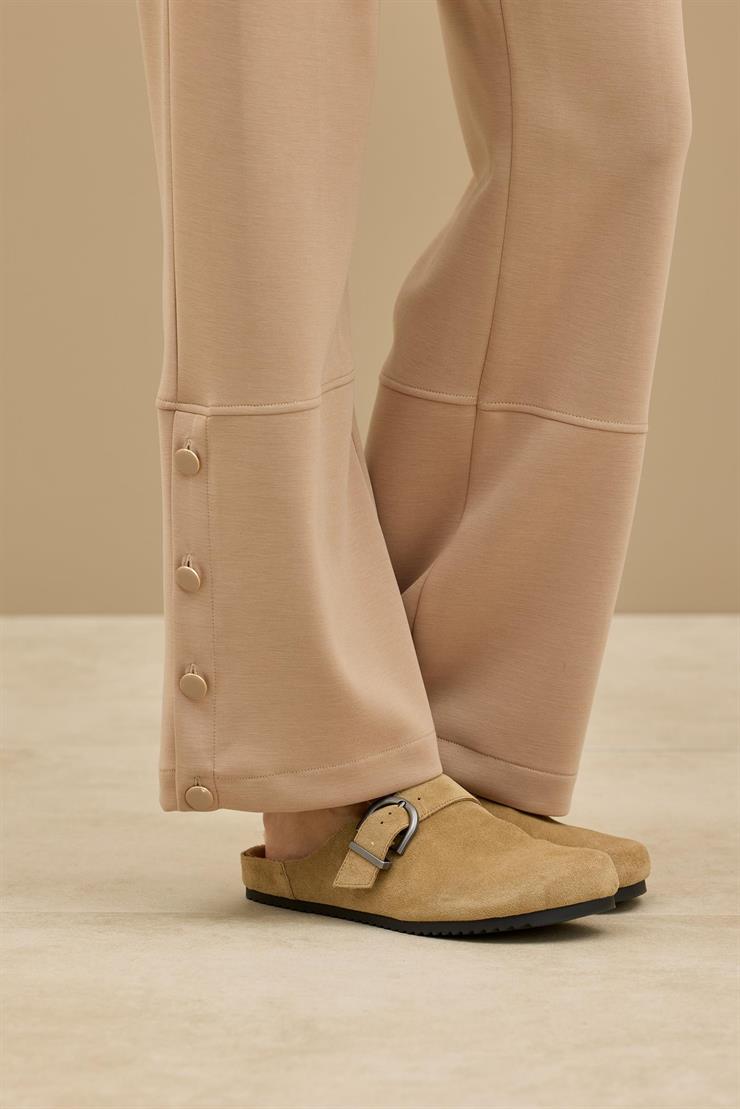 Desenli Kumaş Bloklu Pantolonu Takım CAMEL