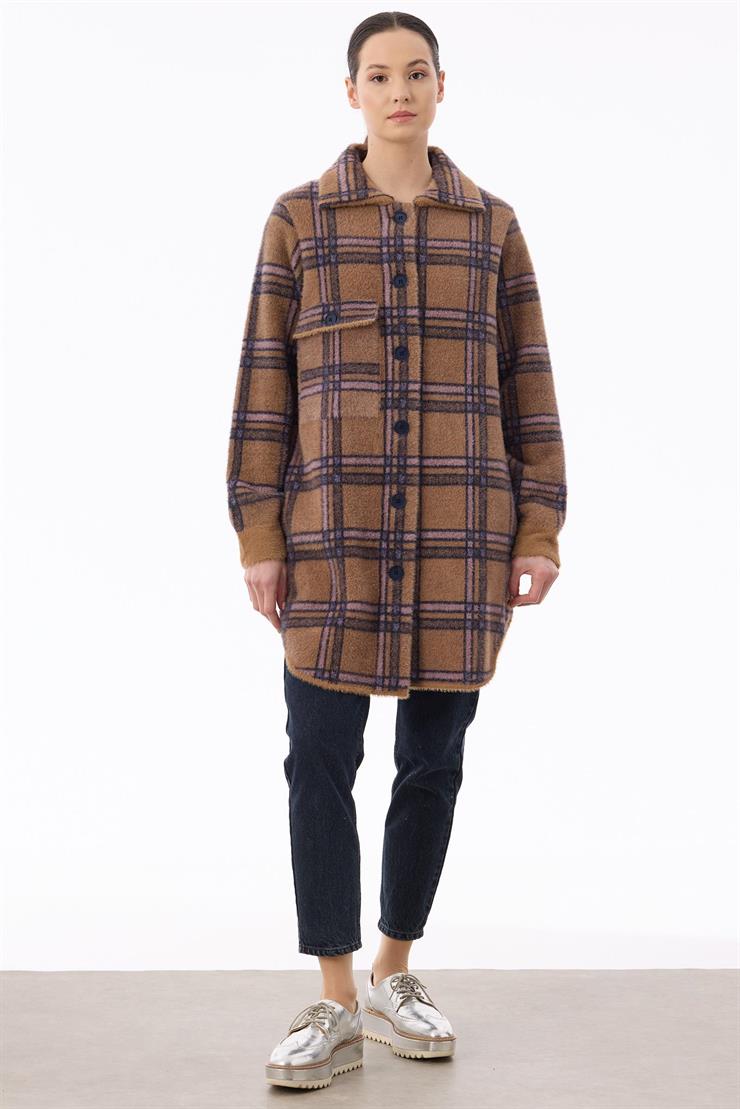 Ekose Desenli Mink Kaban CAMEL