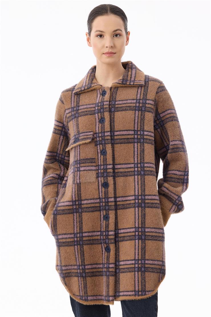 Ekose Desenli Mink Kaban CAMEL