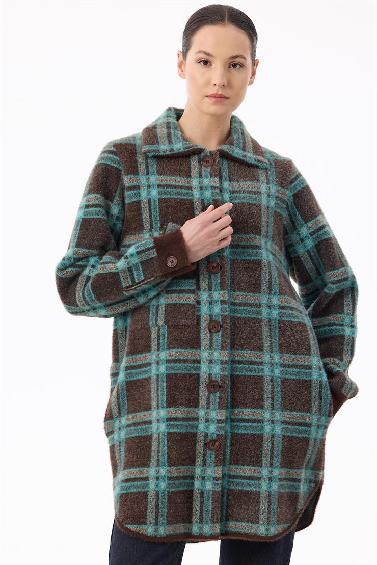 Ekose Desenli Mink Kaban KAHVE