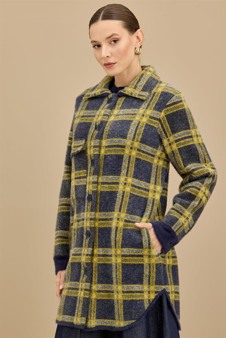 Ekose Desenli Mink Kaban LACİVERT