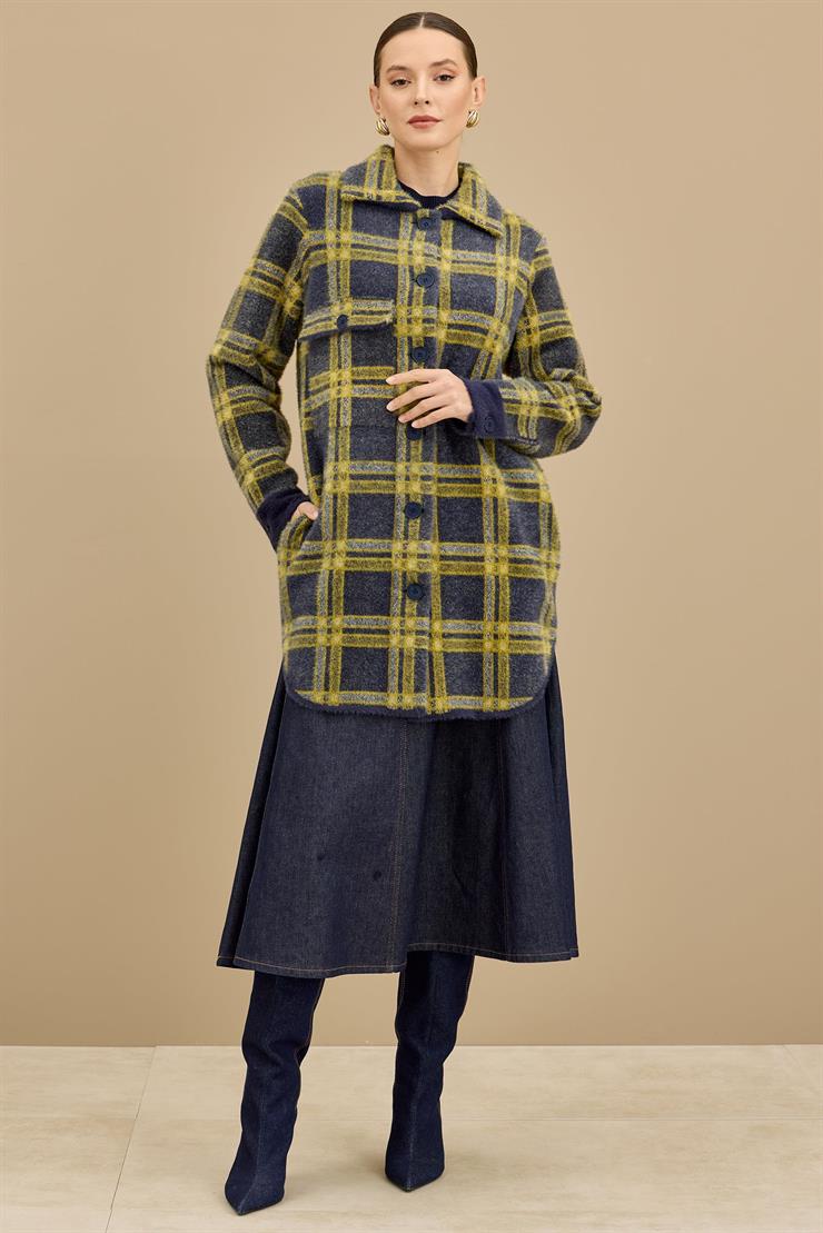 Ekose Desenli Mink Kaban LACİVERT