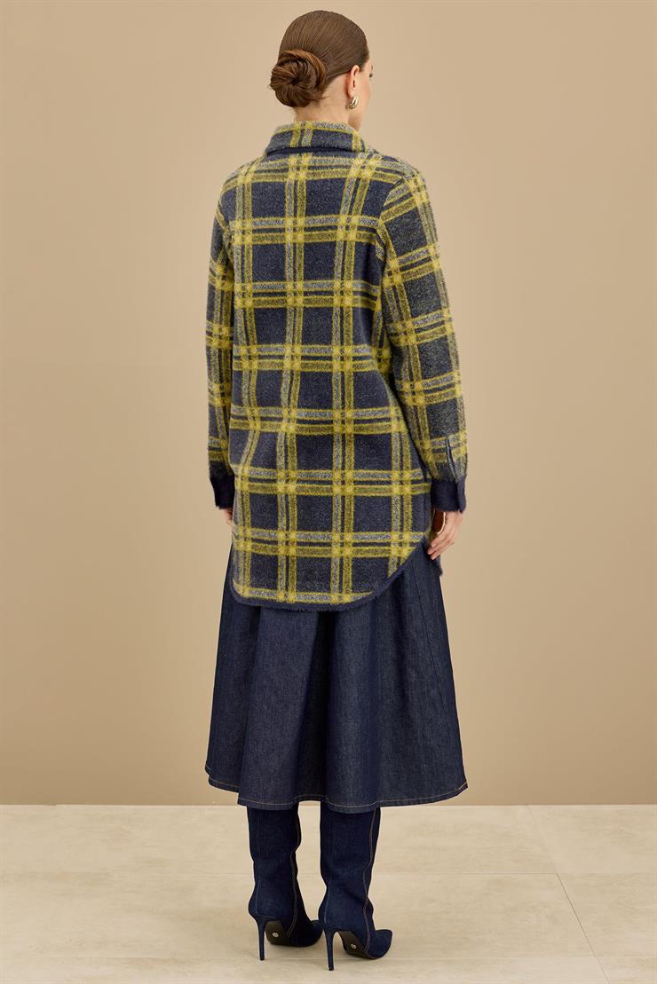 Ekose Desenli Mink Kaban LACİVERT