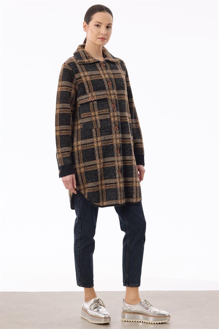 Ekose Desenli Mink Kaban SİYAH-CAMEL