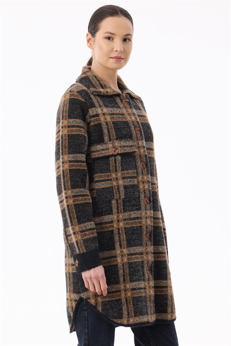 Ekose Desenli Mink Kaban SİYAH-CAMEL