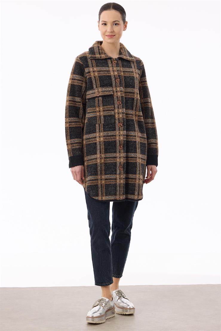 Ekose Desenli Mink Kaban SİYAH-CAMEL