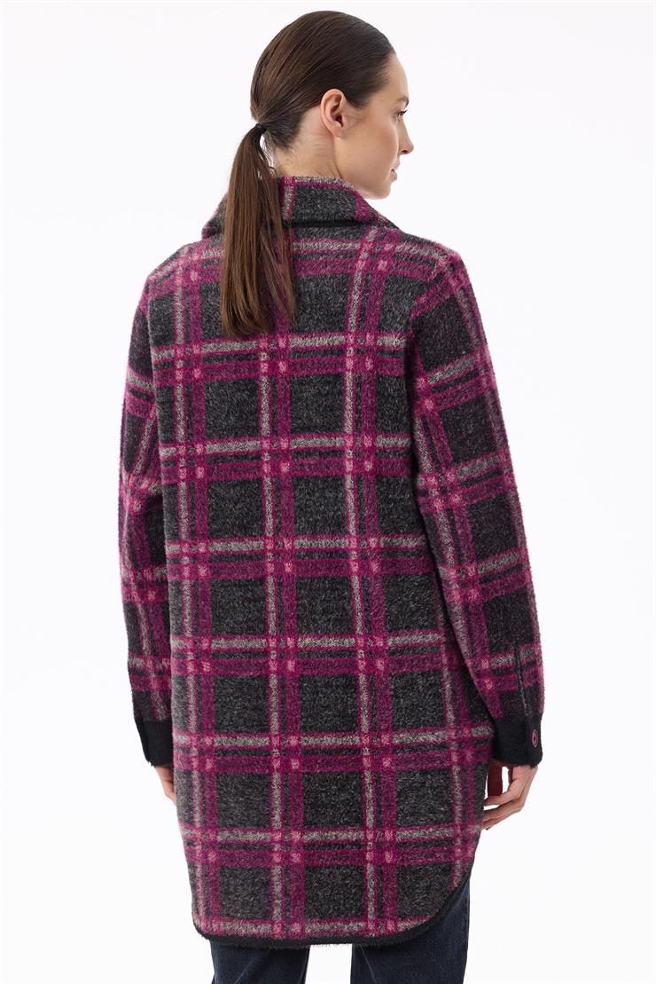 Ekose Desenli Mink Kaban SİYAH-FUŞYA