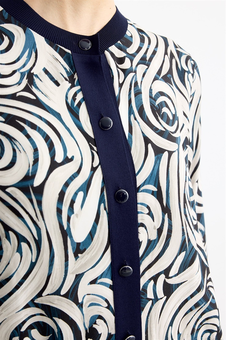 Emprime Gül Desenli 2Li  Etekli Takım LACİVERT