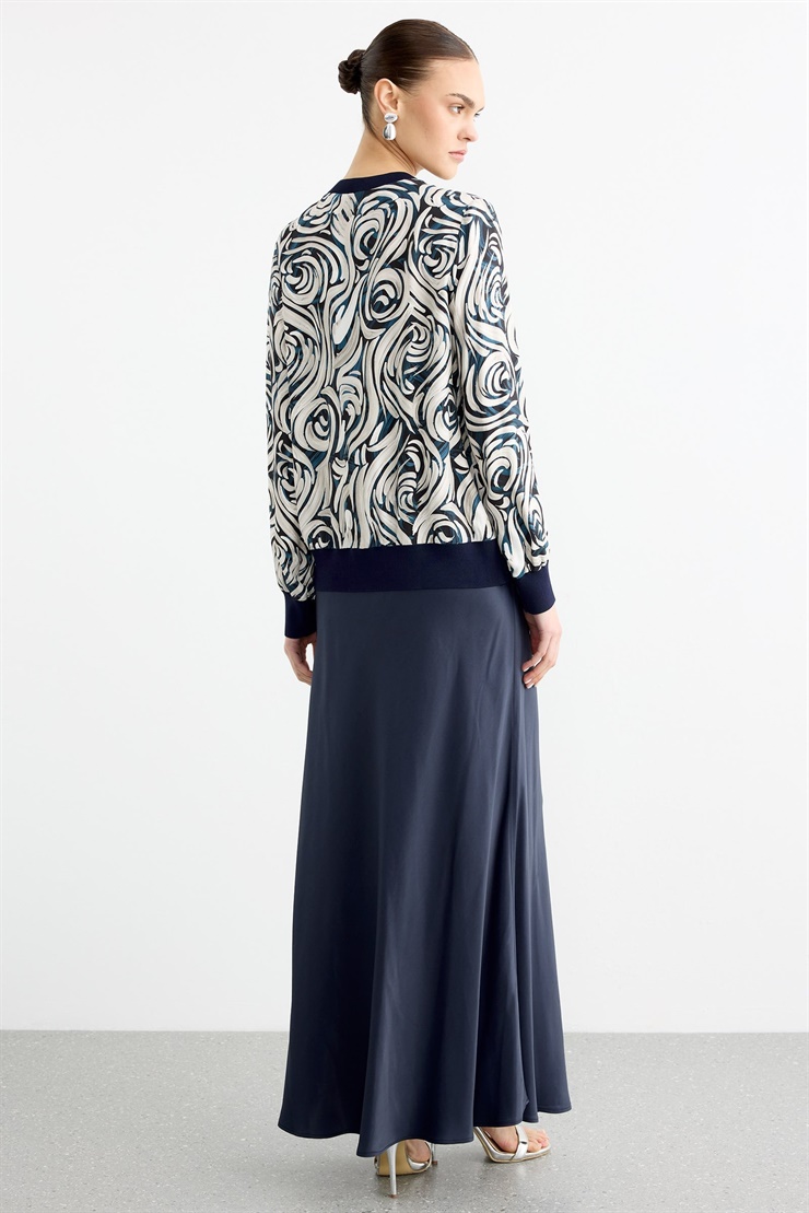 Emprime Gül Desenli 2Li  Etekli Takım LACİVERT