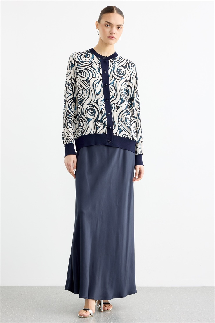 Emprime Gül Desenli 2Li  Etekli Takım LACİVERT