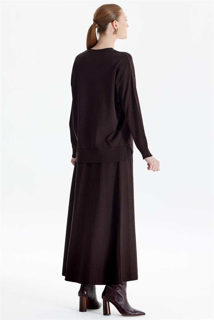 Eteği Düğmeli Rayon Takım ACI KAHVE