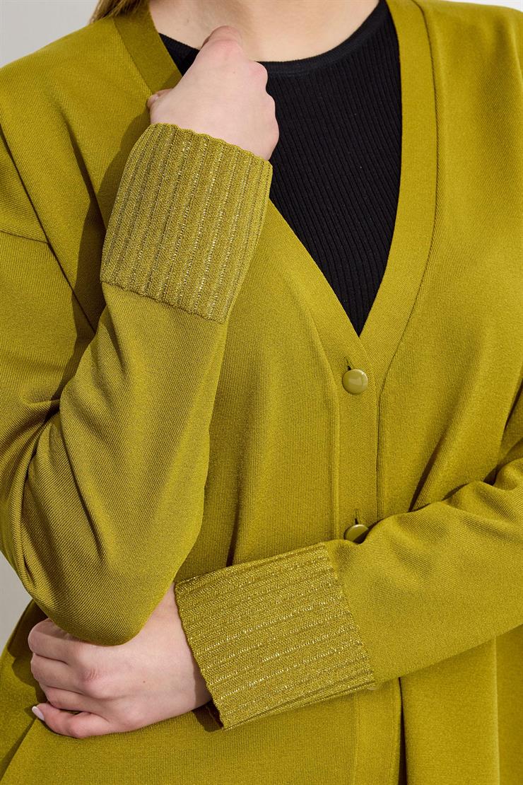 Eteği Simli Önden Düğmelı Rayon Hırka ASİT