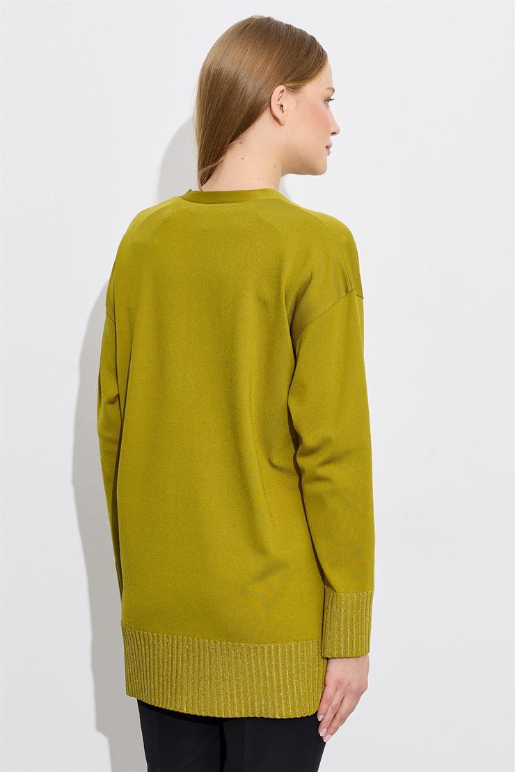 Eteği Simli Önden Düğmelı Rayon Hırka ASİT