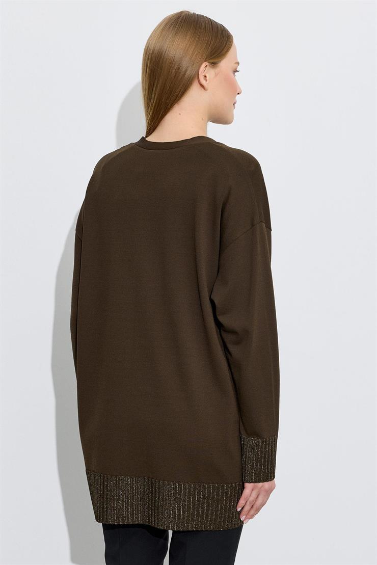 Eteği Simli Önden Düğmelı Rayon Hırka HAKİ