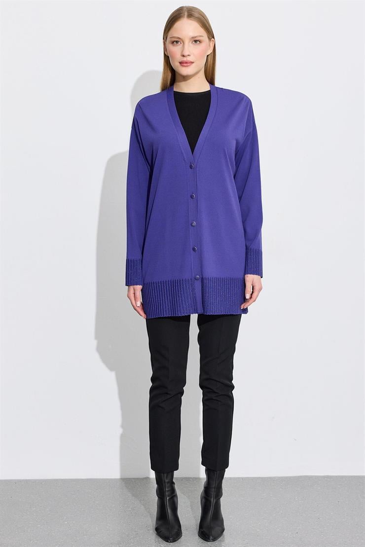 Eteği Simli Önden Düğmelı Rayon Hırka K.MOR