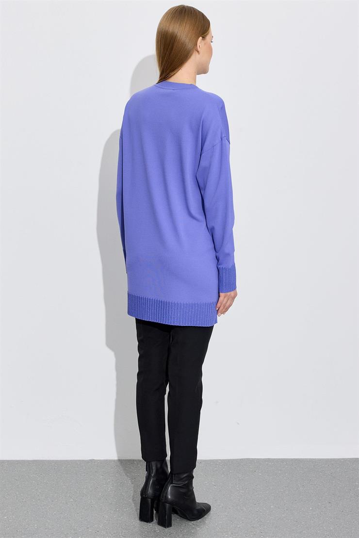 Etek Ucu Simli Triko Tunik AÇIK MOR