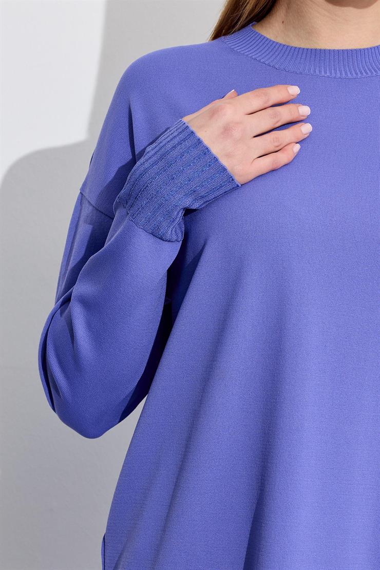 Etek Ucu Simli Triko Tunik AÇIK MOR