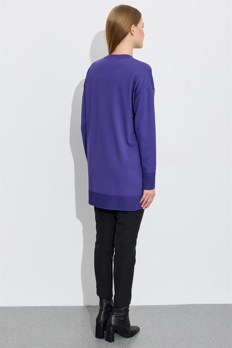 Etek Ucu Simli Rayon Tunik KOYU MOR