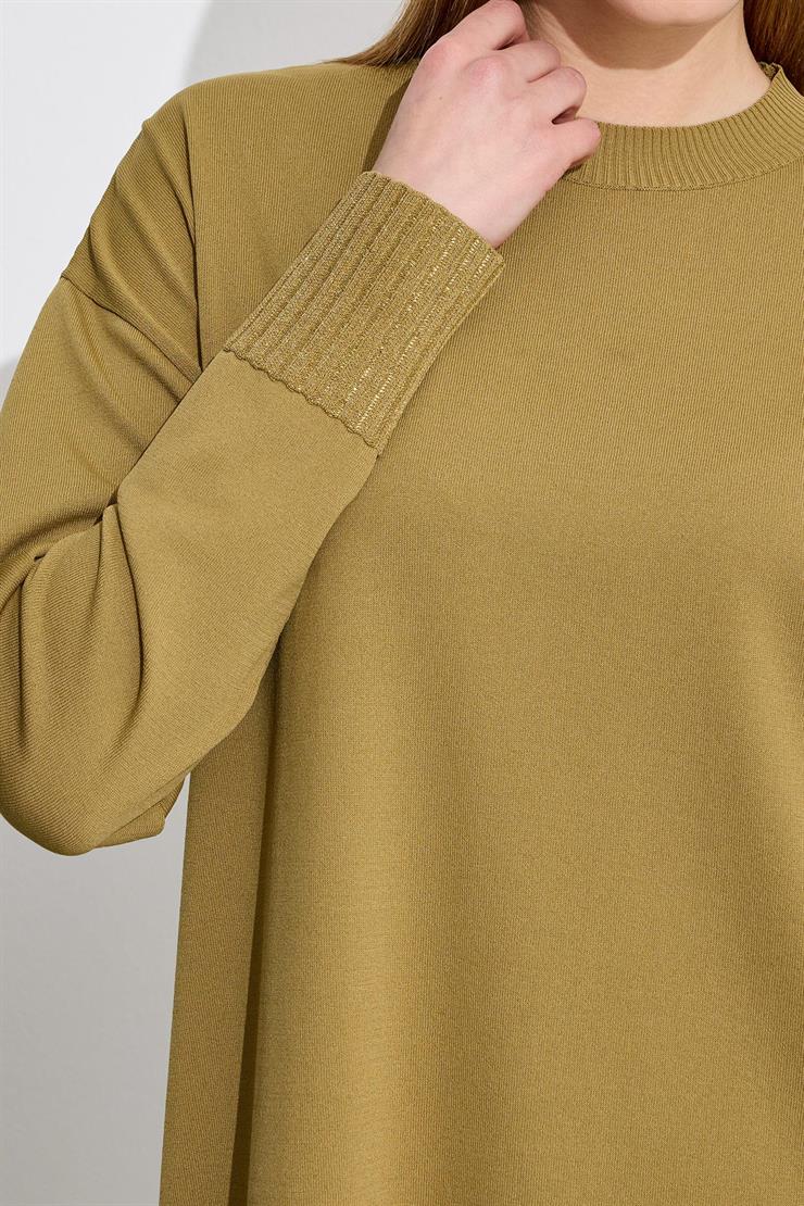 Etek Ucu Simli Rayon Tunik OLİVE
