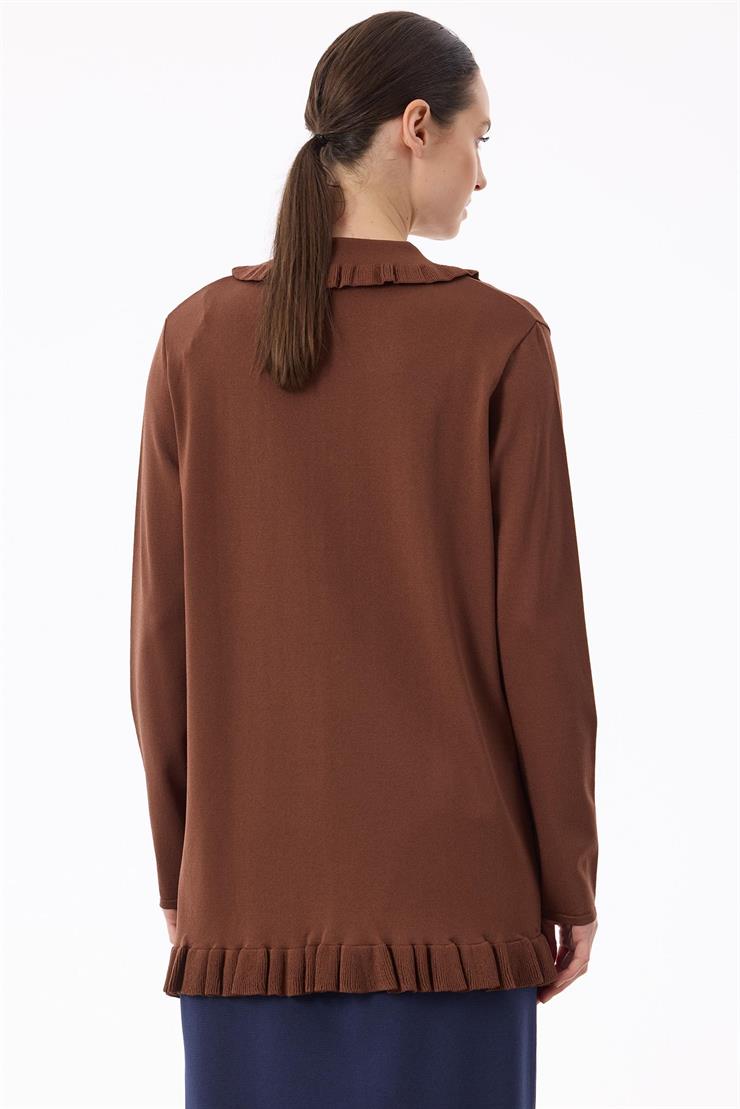 Fırfır Detaylı Rayon Hırka KAHVE