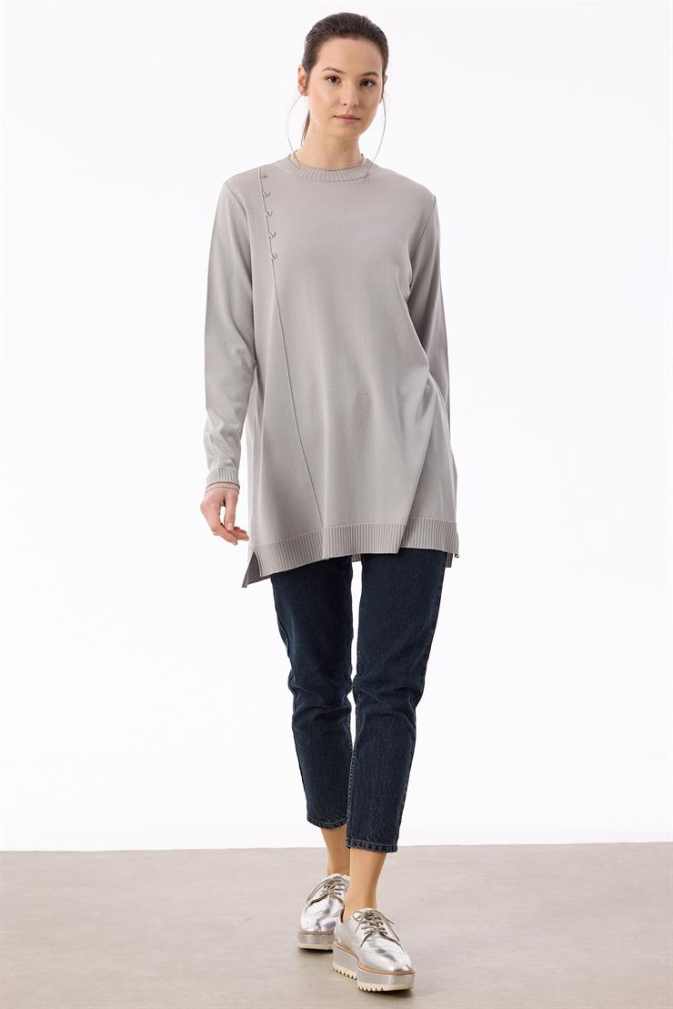Fırfır Detaylı Rayon Tunik A.GRİ