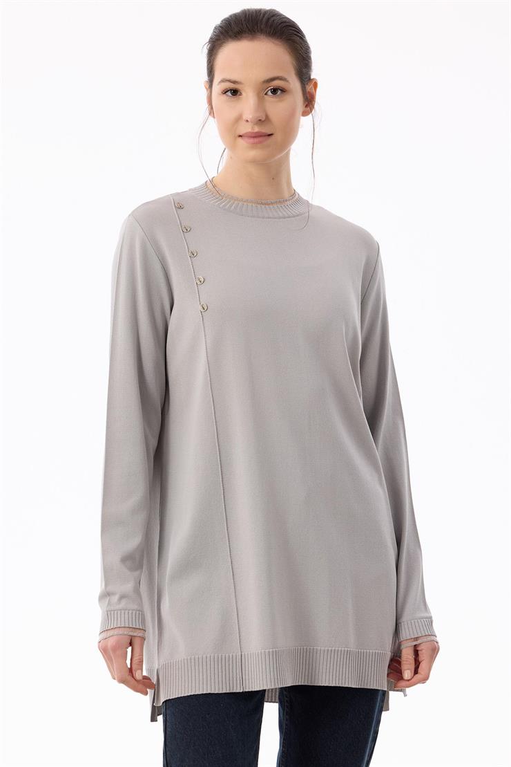 Fırfır Detaylı Rayon Tunik A.GRİ