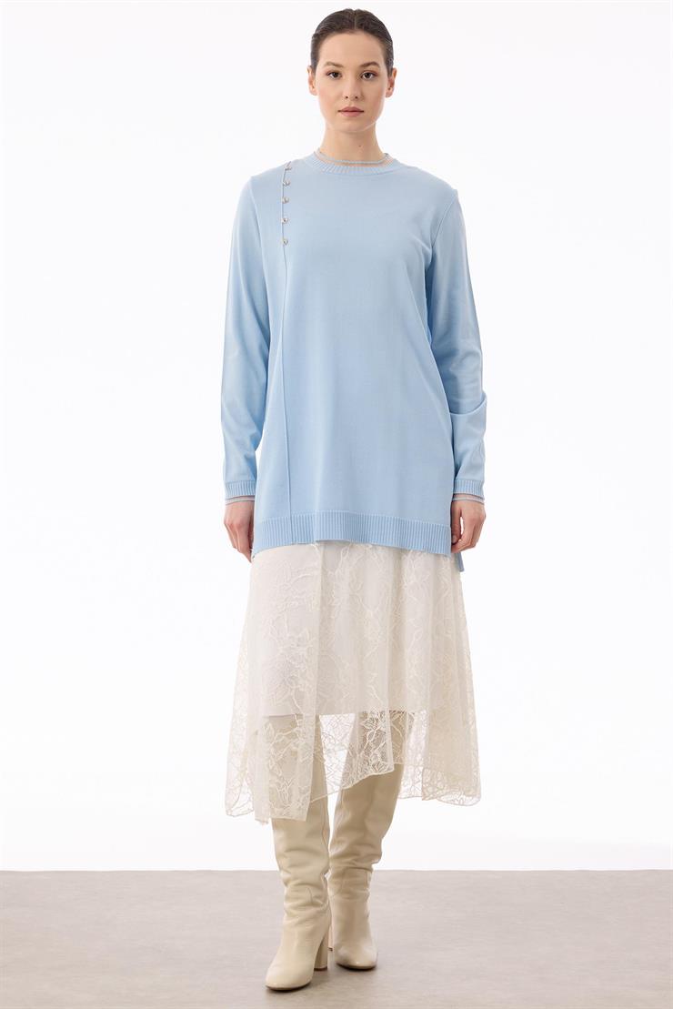 Fırfır Detaylı Rayon Tunik B.MAVİ