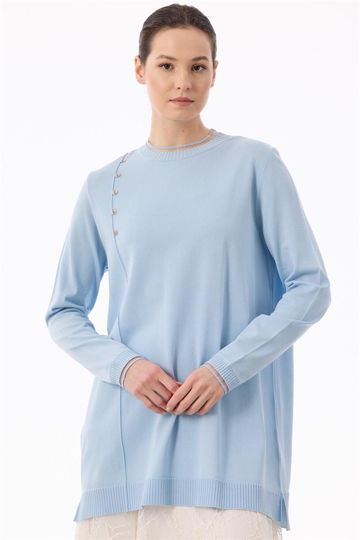 Fırfır Detaylı Rayon Tunik B.MAVİ