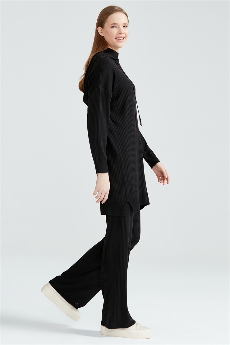 Fitilli Pantolonlu Triko Takım SİYAH