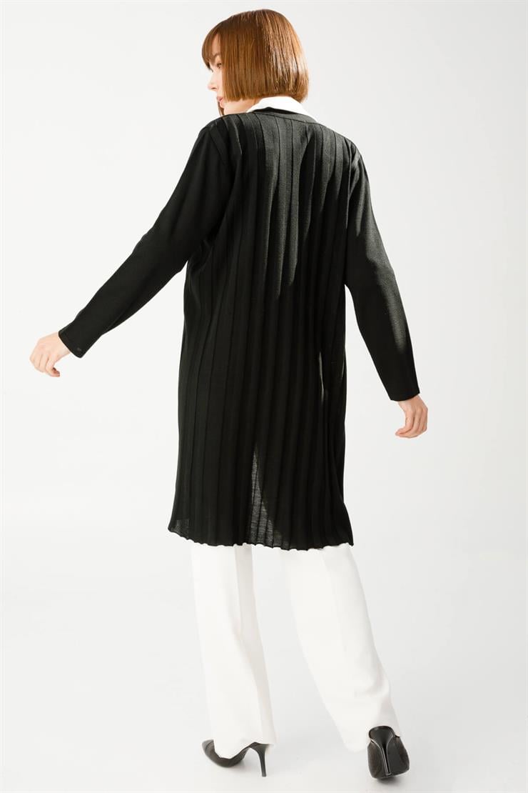 Fitilli Triko Hırka-SİYAH