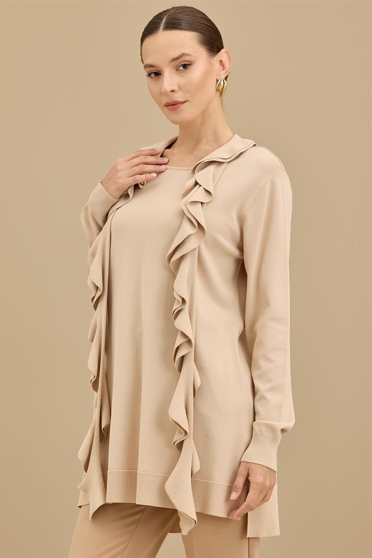 Fular Detaylı Rayon Tunik BEJ