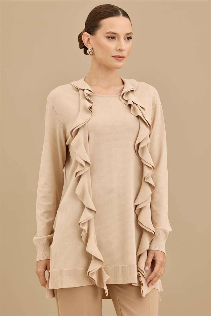 Fular Detaylı Rayon Tunik BEJ