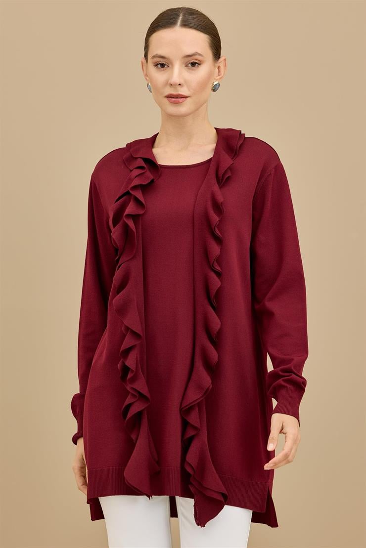 Fular Detaylı Rayon Tunik BORDO