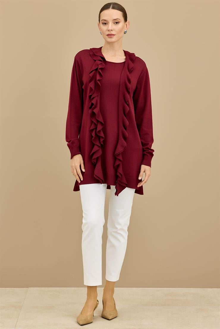Fular Detaylı Rayon Tunik BORDO