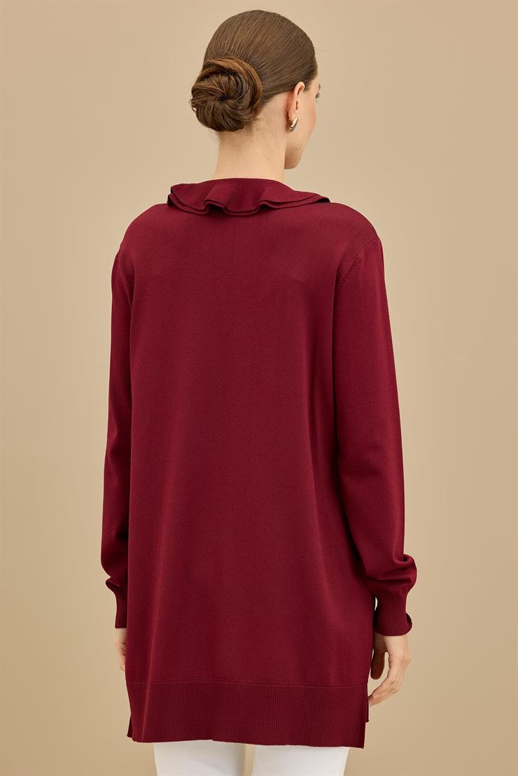 Fular Detaylı Rayon Tunik BORDO