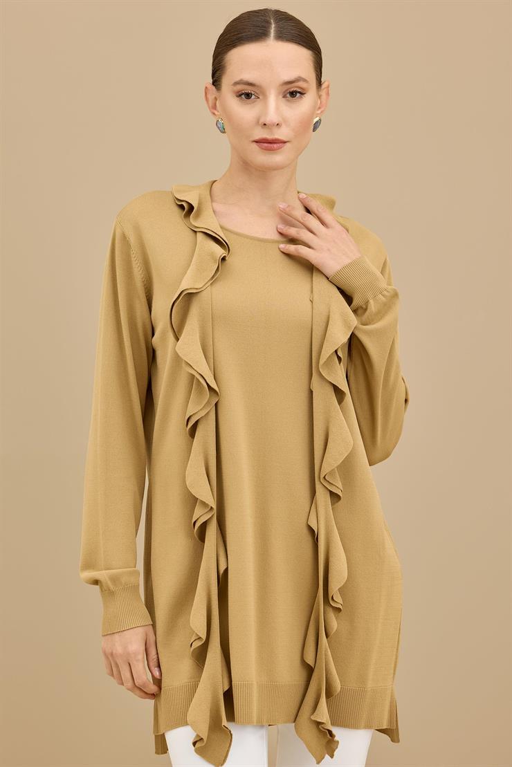 Fular Detaylı Rayon Tunik CAMEL