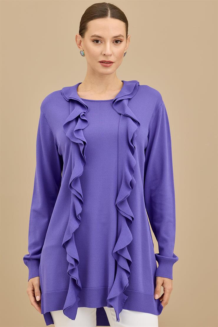 Fular Detaylı Rayon Tunik LİLA