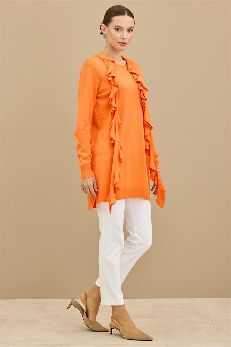 Fular Detaylı Rayon Tunik ORANJ