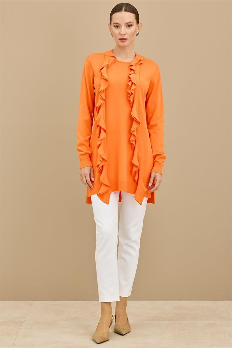 Fular Detaylı Rayon Tunik ORANJ
