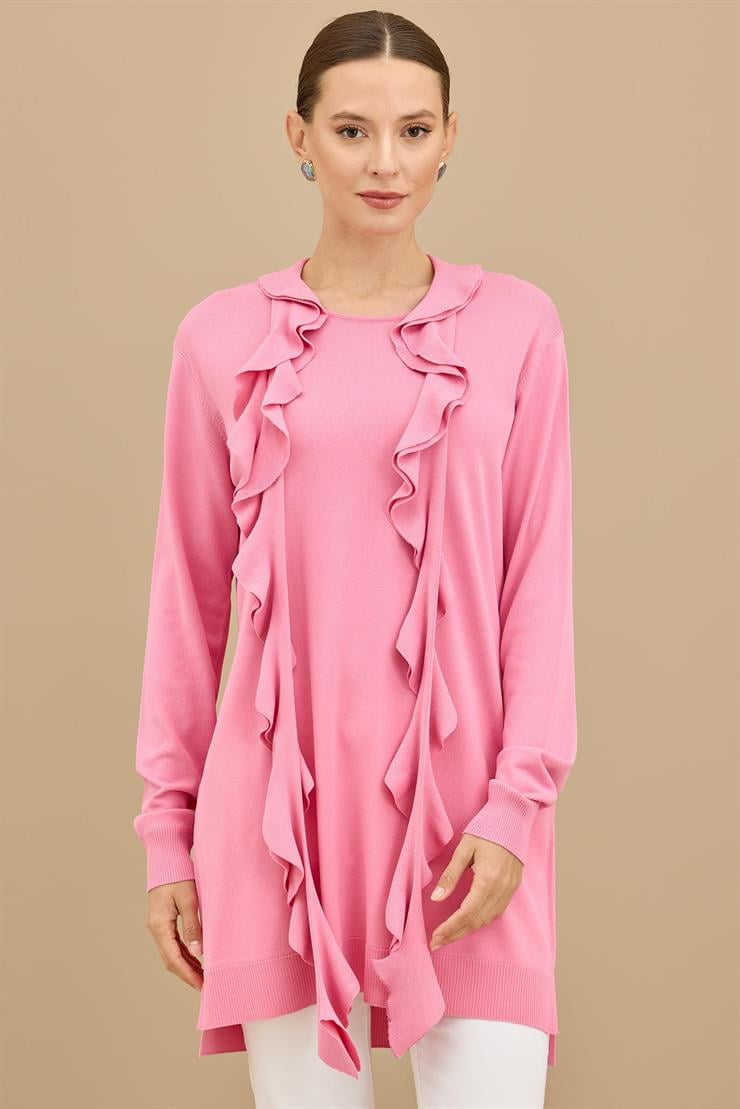 Fular Detaylı Rayon Tunik PEMBE