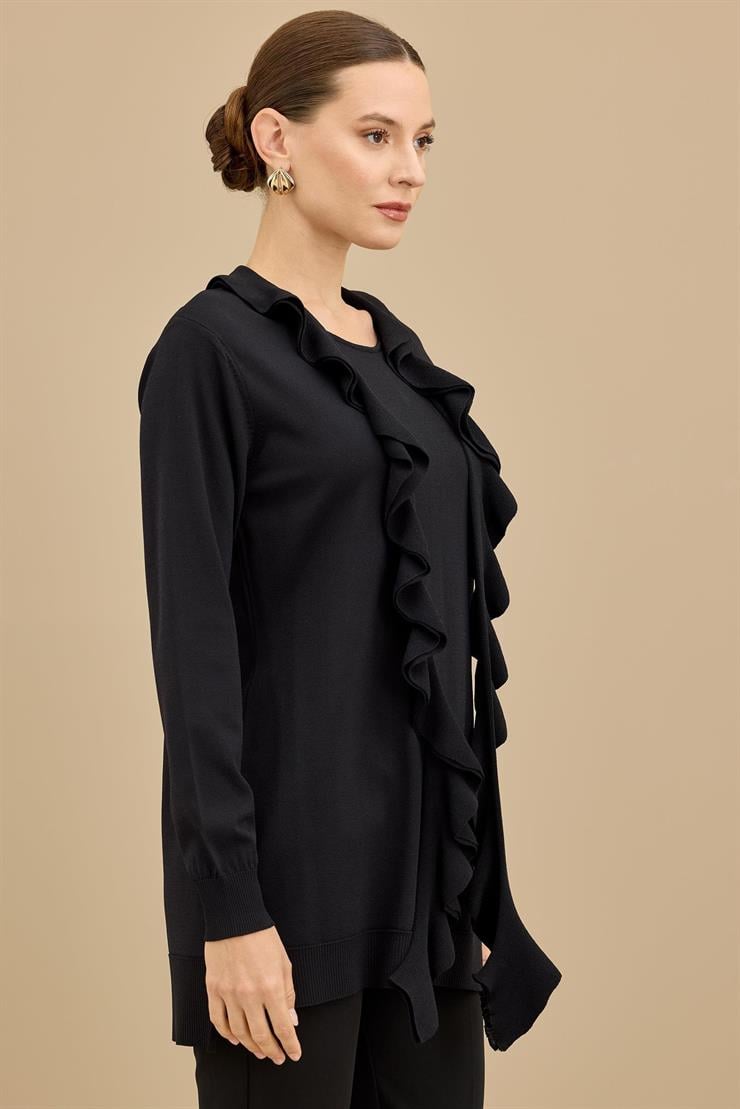 Fular Detaylı Rayon Tunik SİYAH