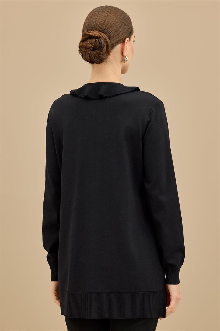 Fular Detaylı Rayon Tunik SİYAH